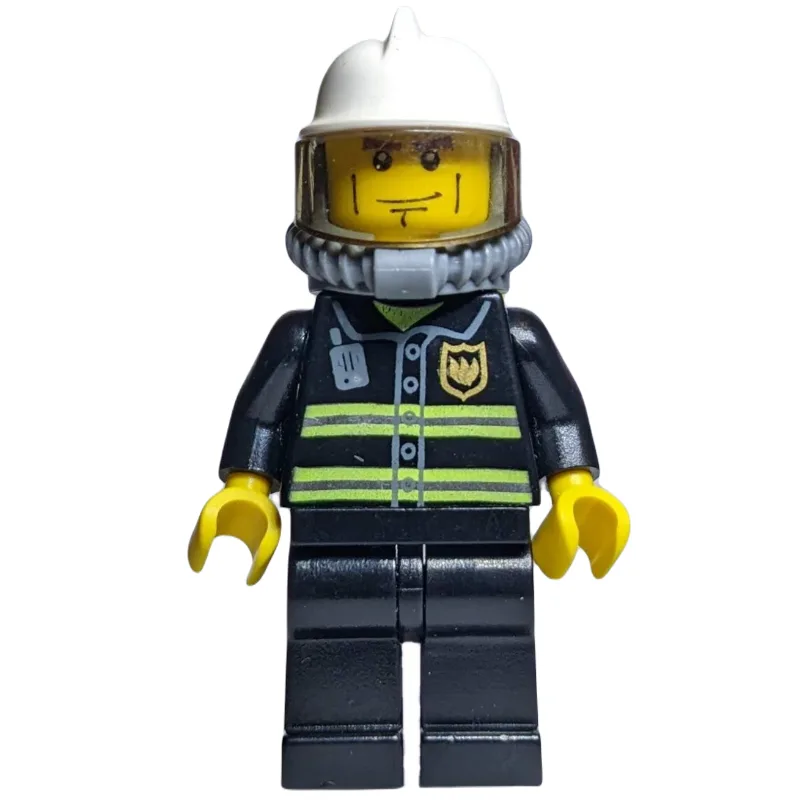Fireman, Black Fire Jacket with Radio and Bad… — minifigurine LEGO | Brick Broker