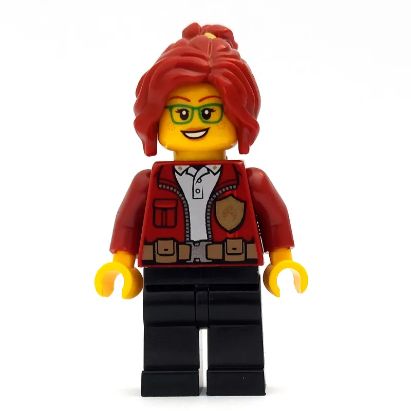 Freya McCloud, Open Dark Red Jacket with Badg… — minifigurine LEGO | Brick Broker