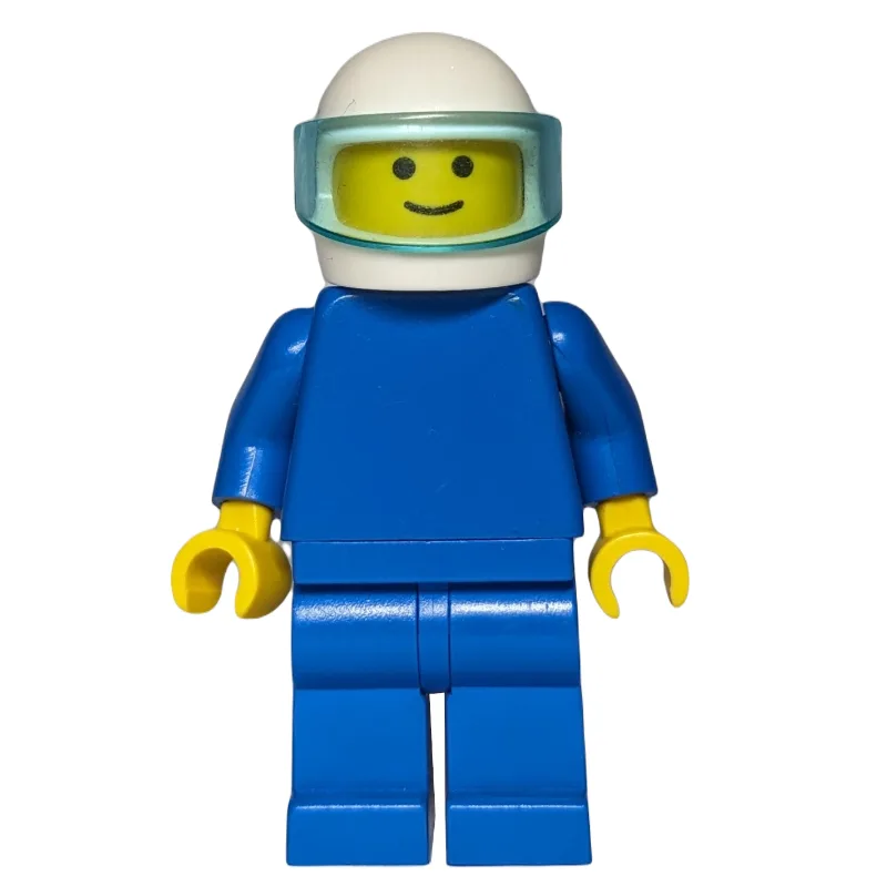 Man, Plain Blue, White Helmet with Visor — minifigurine LEGO | Brick Broker