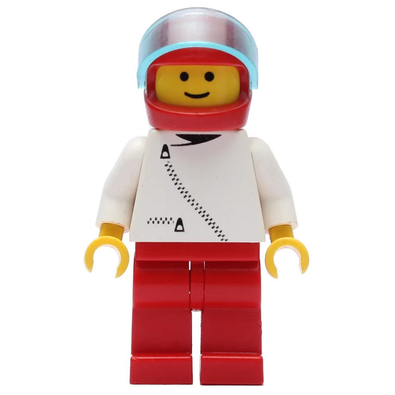 Man, White Jacket with Zipper, Red Legs, Red… — minifigurine LEGO | Brick Broker