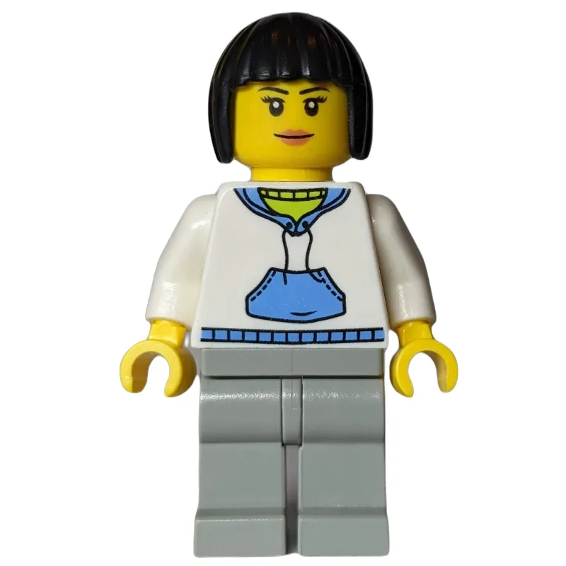 Woman, White and Blue Hoodie, Light Bluish Gr… — minifigurine LEGO | Brick Broker