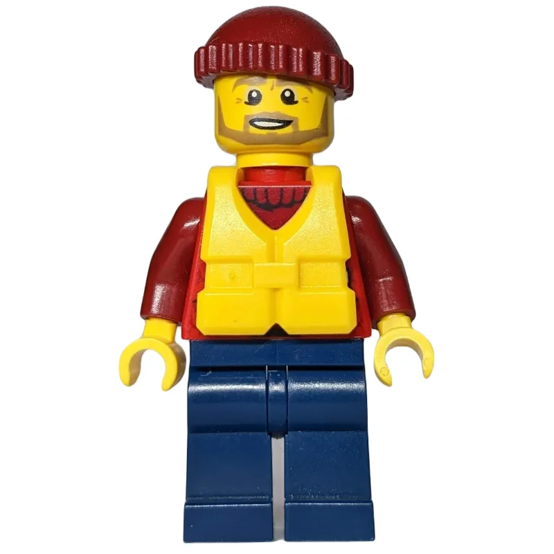 Man, Open Red Jacket over Dark Red Sweater, D… — minifigurine LEGO | Brick Broker