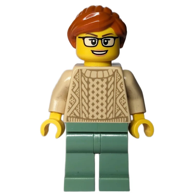 Tan Torso, Sand Green Legs, Dark Orange Hair — minifigurine LEGO | Brick Broker