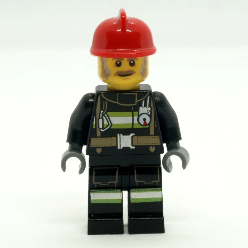 Fire Fighter - Black Torso, Black Legs, Red H… — minifigurine LEGO | Brick Broker