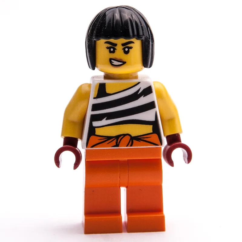 Crook, White Vest, Orange Legs, Black Hair — minifigurine LEGO | Brick Broker