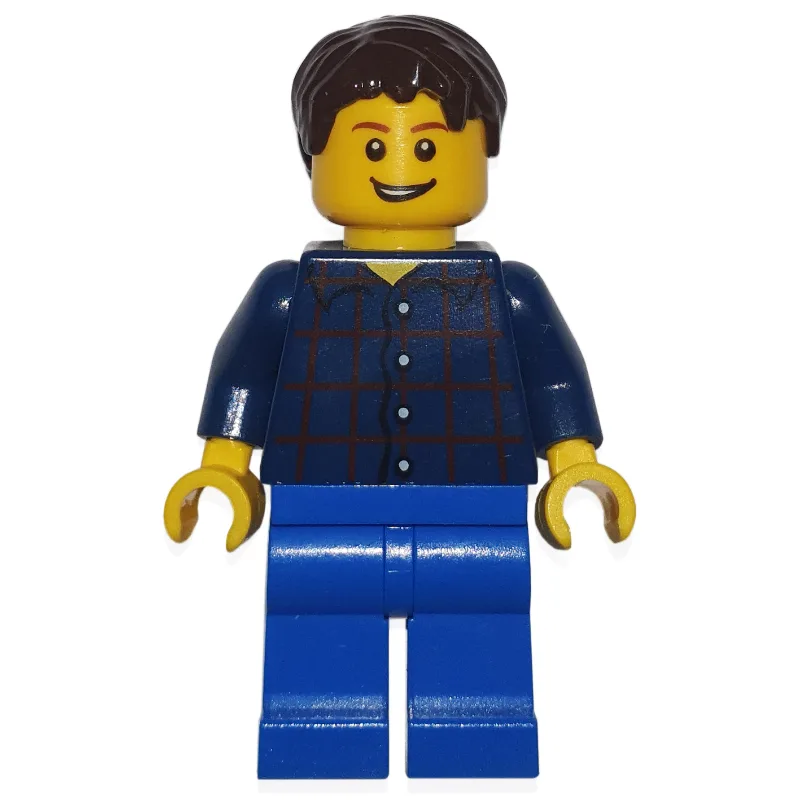 Man, Dark Blue Plaid Shirt, Blue Legs, Dark B… — minifigurine LEGO | Brick Broker