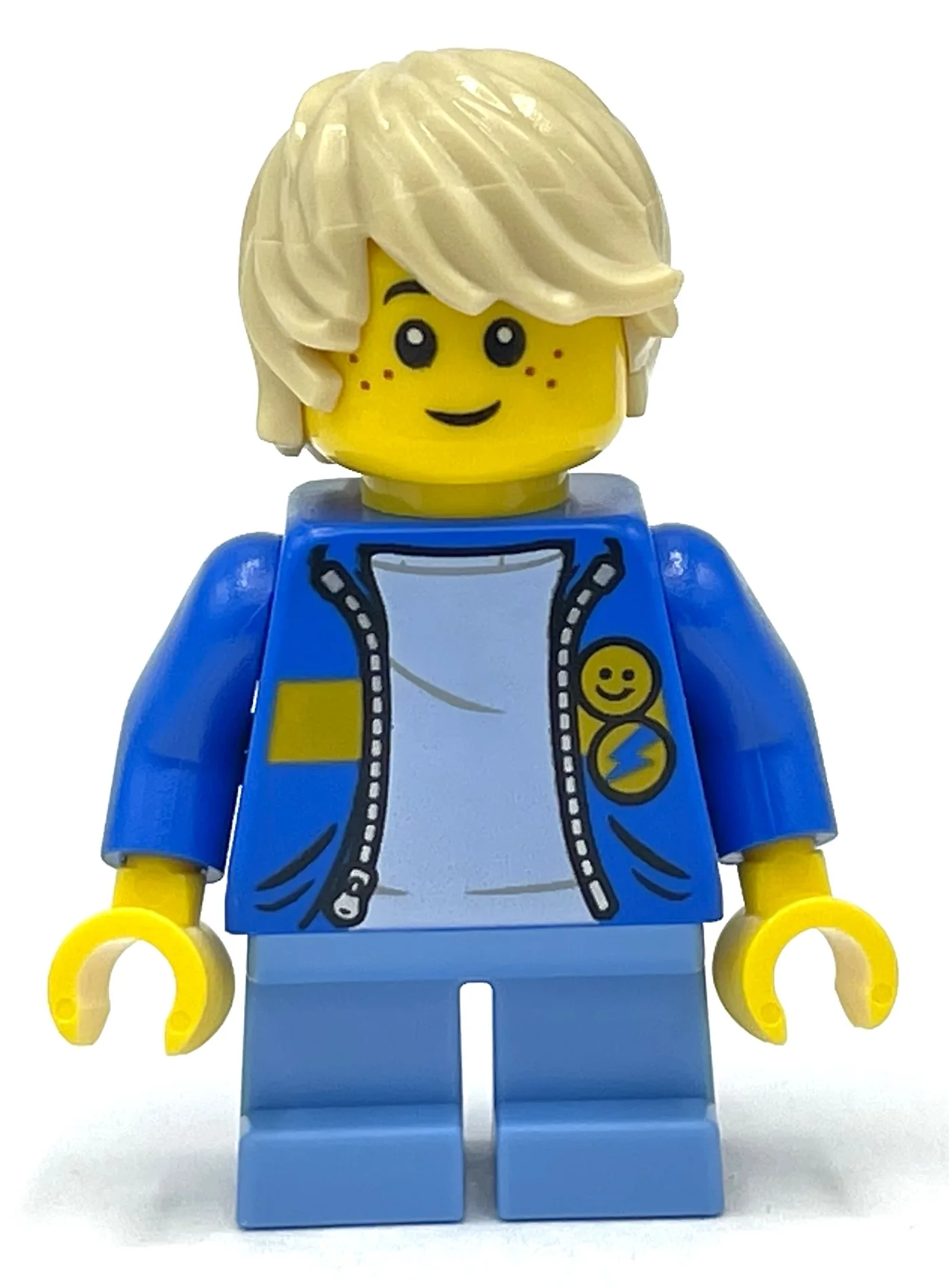 Kid - Blue Torso, Medium Blue Legs, Tan Hair — minifigurine LEGO | Brick Broker