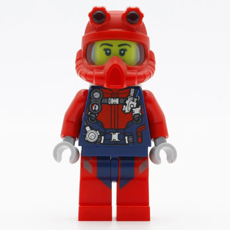 Diver, Woman, Red and Dark Blue Wetsuit with… — minifigurine LEGO | Brick Broker