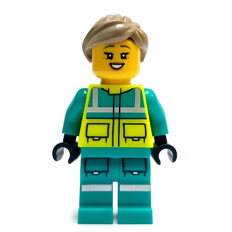 Paramedic, Vibrant Yellow Safety Vest, Dark T… — minifigurine LEGO | Brick Broker