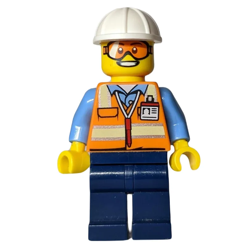 Ground Crew, Orange Safety Vest, Dark Blue Le… — minifigurine LEGO | Brick Broker