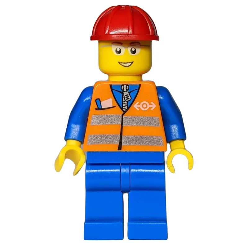 Worker - Orange Safety Vest, Blue Legs, Red H… — minifigurine LEGO | Brick Broker