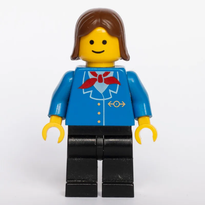 Train Worker - Blue Jacket, Black Legs, Female — minifigurine LEGO | Brick Broker