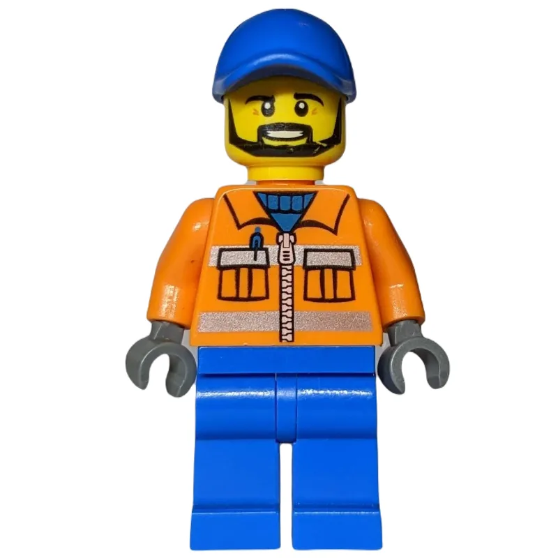 Worker - Orange Torso, Blue Legs, Blue Cap, B… — minifigurine LEGO | Brick Broker