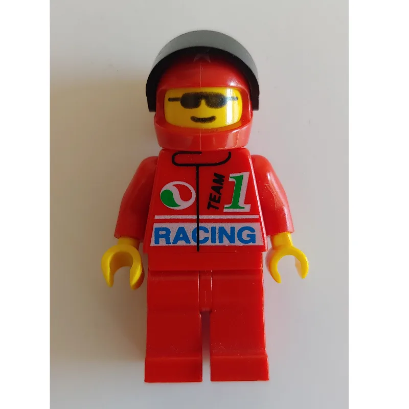 Racer, Red Jacket with Octan Logo and 'RACING… — minifigurine LEGO | Brick Broker