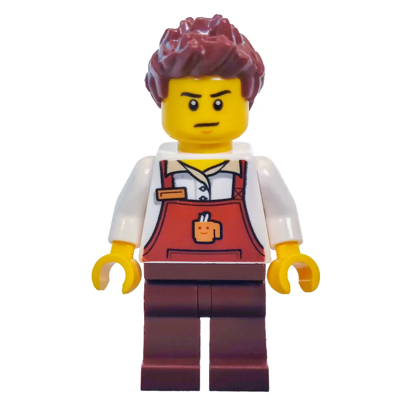 Rocky, Reddish Brown Apron with Cup on Front — minifigurine LEGO | Brick Broker