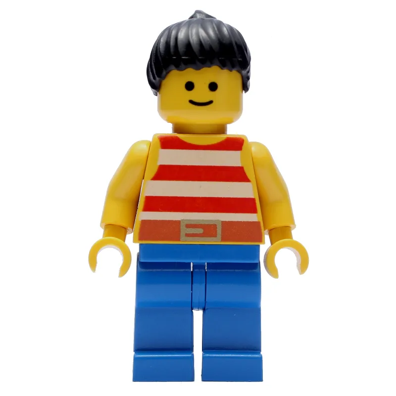 Woman, Red and White Striped Tank Top, Blue L… — minifigurine LEGO | Brick Broker