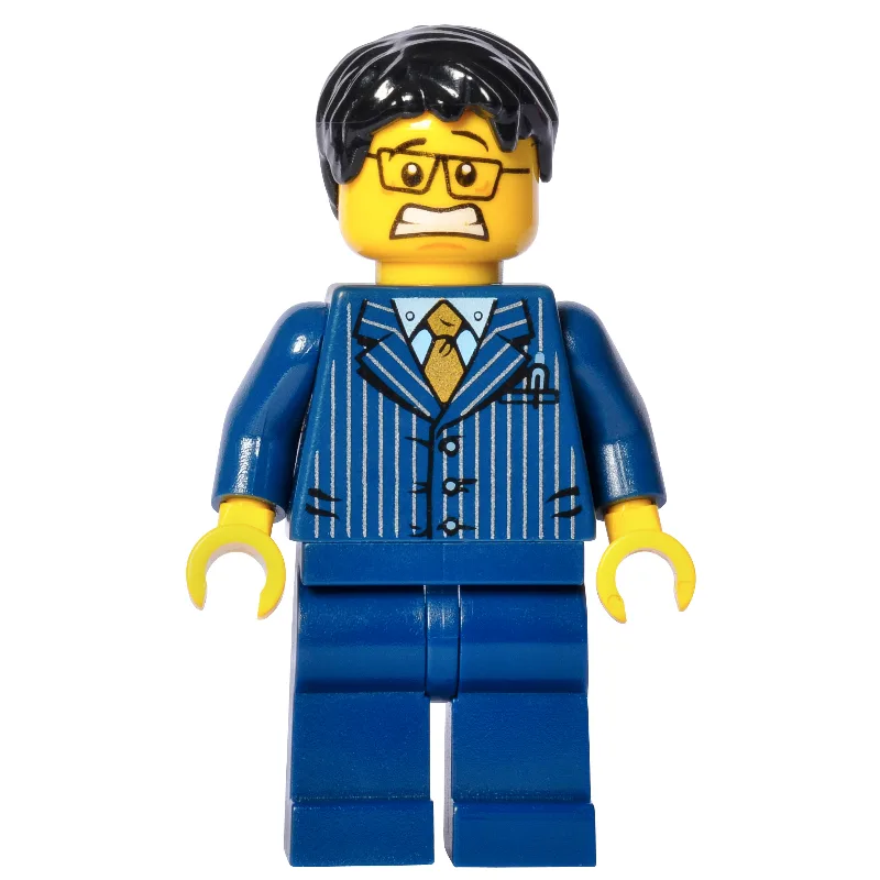 Man, Dark Blue Pinstripe Suit with Gold Tie,… — minifigurine LEGO | Brick Broker