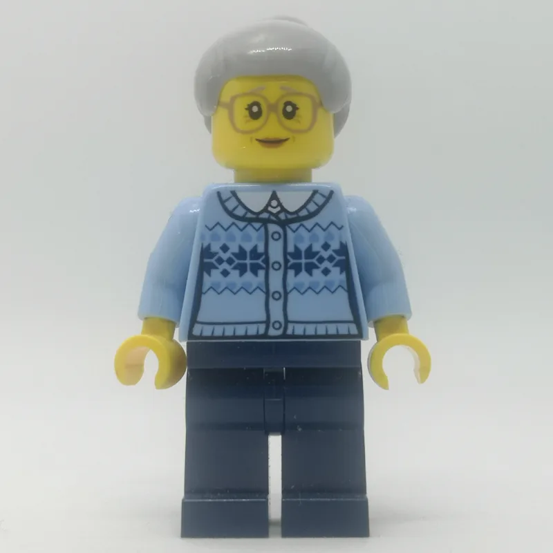 Woman, Bright Light Blue Cardigan, Dark Blue… — minifigurine LEGO | Brick Broker