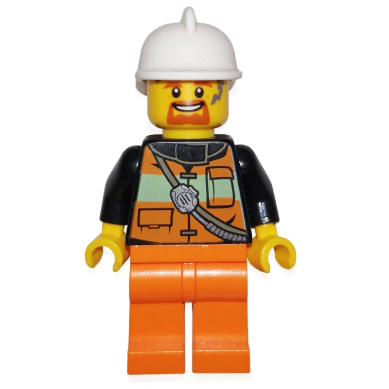 Fireman, Orange Safety Vest with Radio, White… — minifigurine LEGO | Brick Broker