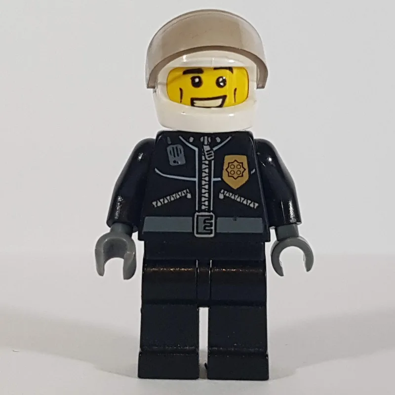 Policeman, Black Jacket with Zipper, Radio, B… — minifigurine LEGO | Brick Broker