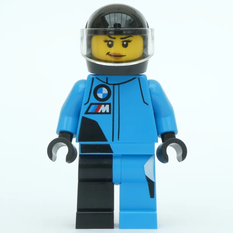 Race Driver - Dark Azure Racing Suit, Black H… — minifigurine LEGO | Brick Broker