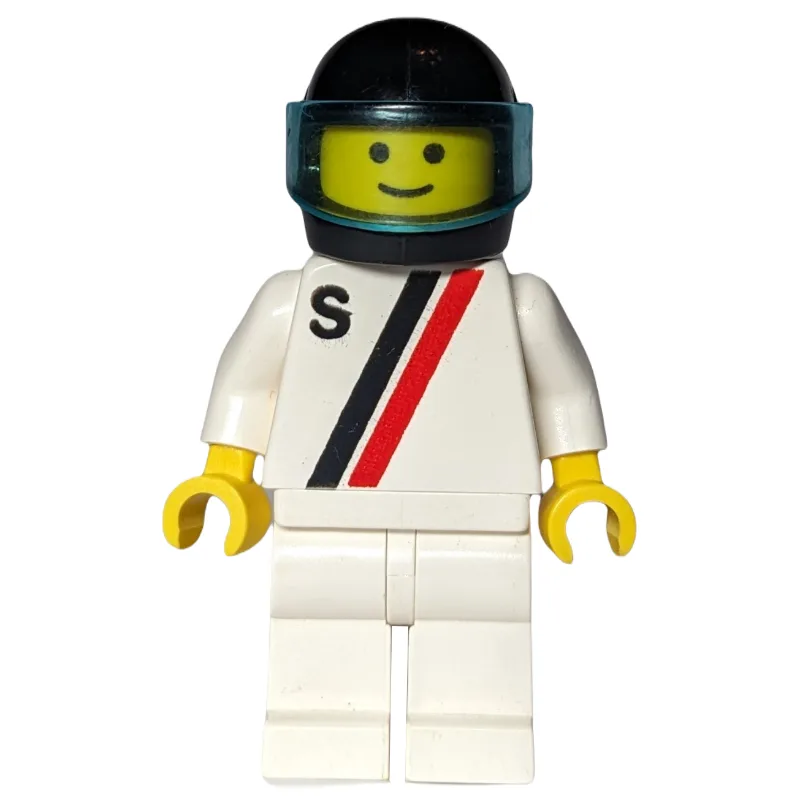 Racer, White Shirt with Two Stripes and 'S',… — minifigurine LEGO | Brick Broker