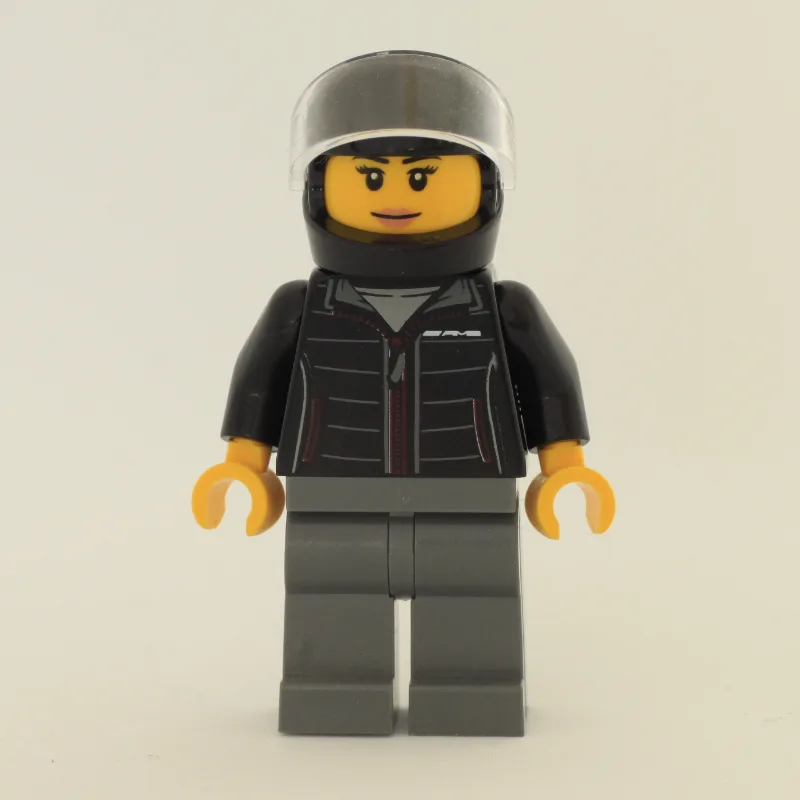 Race Driver, Black Jacket, Dark Bluish Gray L… — minifigurine LEGO | Brick Broker