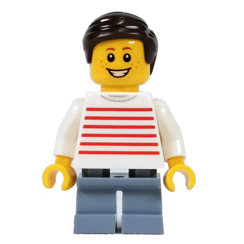 Kid - White Torso, Sand Blue Legs. Dark Brown… — minifigurine LEGO | Brick Broker