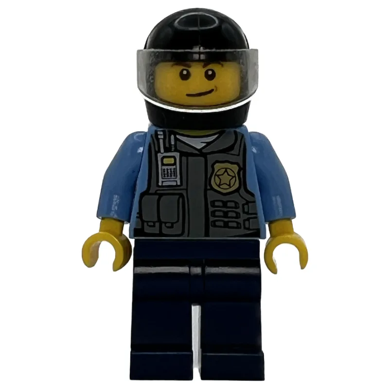 Policeman, Dark Bluish Gray Vest with Radio,… — minifigurine LEGO | Brick Broker