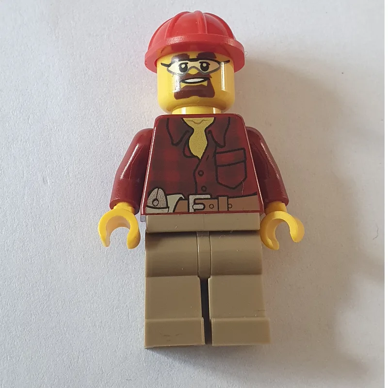 Construction Worker, Dark Red Flannel Shirt,… — minifigurine LEGO | Brick Broker
