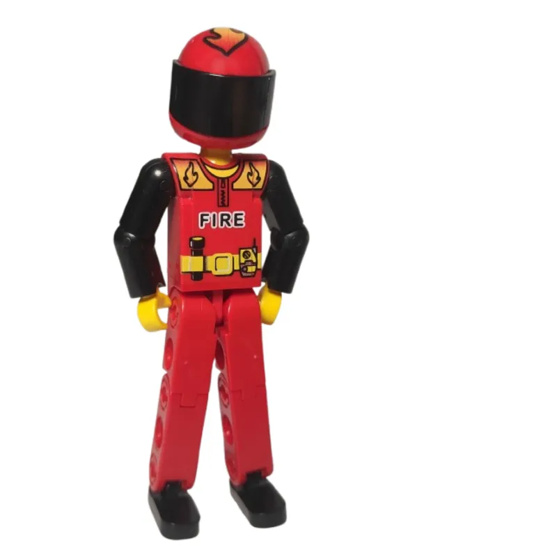 Technic Figure Red Legs, Red Top with Fire Pr… — minifigurine LEGO | Brick Broker