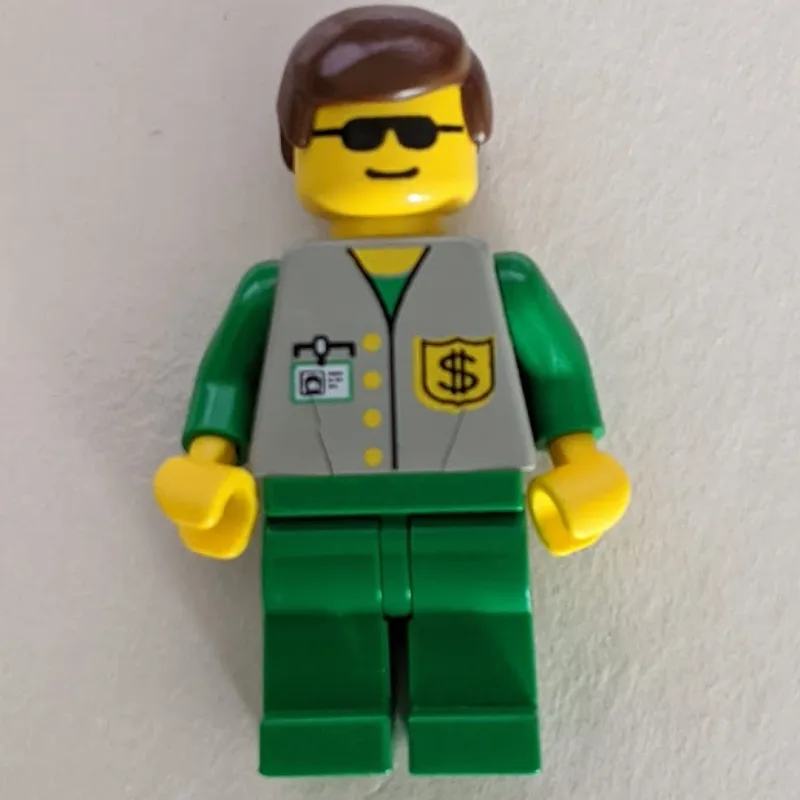 Bank Employee - Gray Vest, Green Legs, Sungla… — minifigurine LEGO | Brick Broker