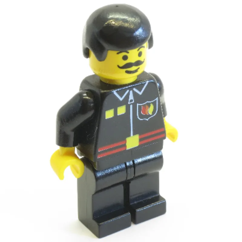 Fireman, Black Fire Jacket with Red Belt and… — minifigurine LEGO | Brick Broker