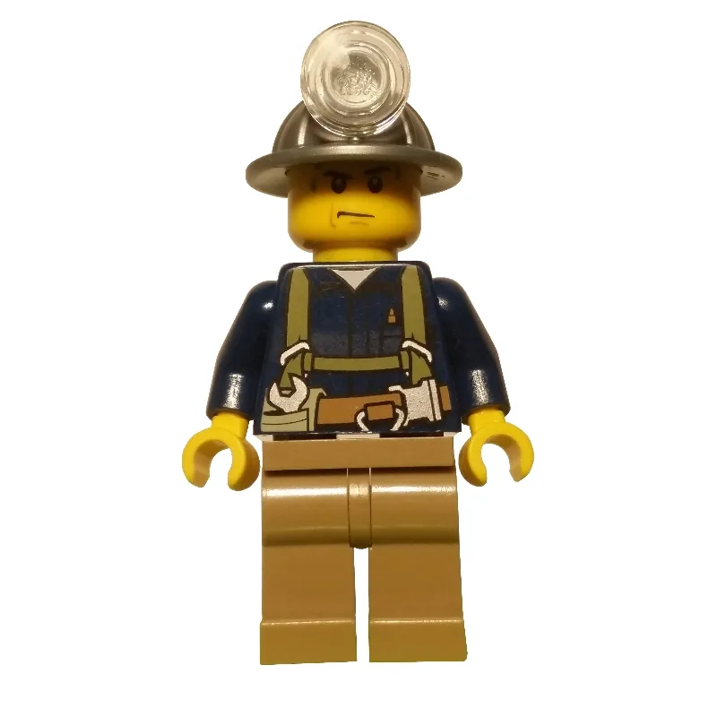 Miner, Dark Blue Shirt with Harness, Mining H… — minifigurine LEGO | Brick Broker