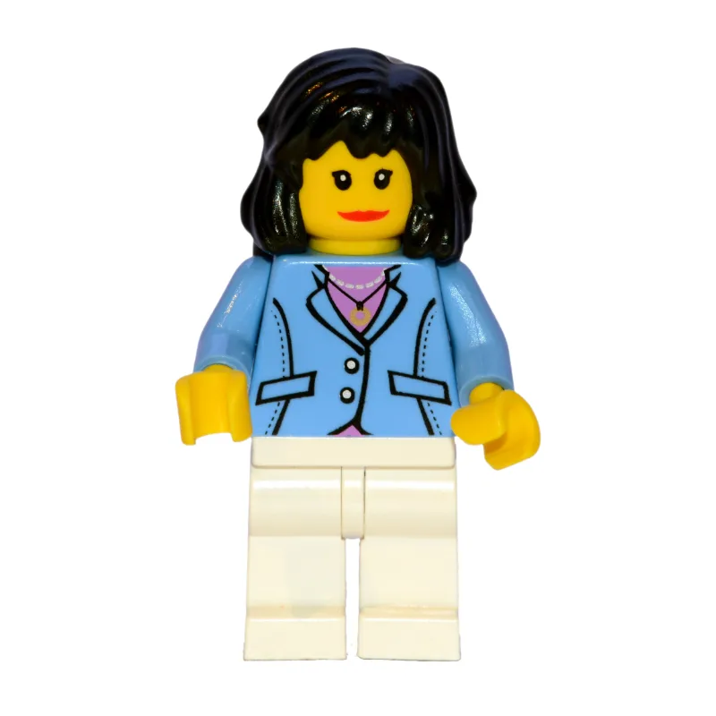 Woman - Medium Blue Jacket, White Legs — dans quels sets LEGO ? (fig-004784) | Brick Broker