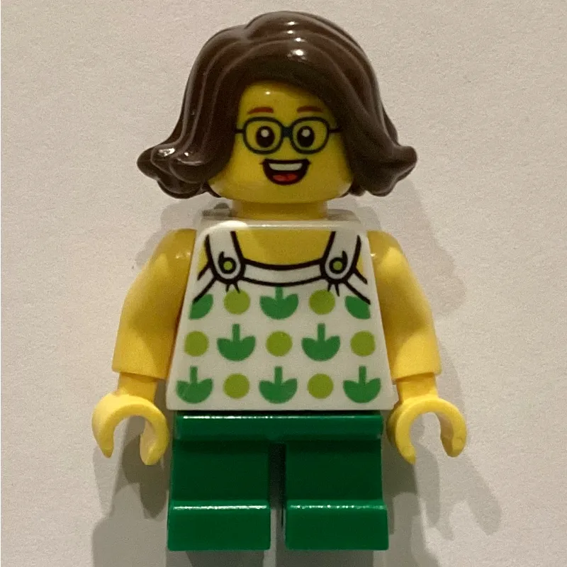 Kid - White Torso, Green Legs, Dark Brown Hair — minifigurine LEGO | Brick Broker