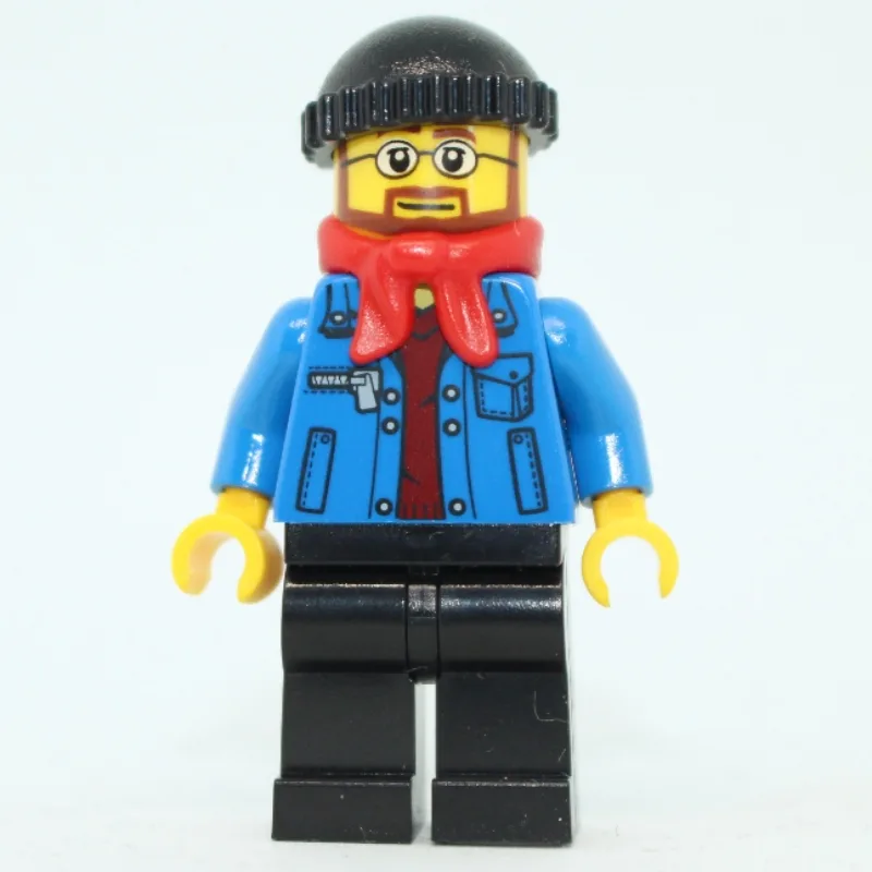Man, Open Denim Jacket, Black, Legs, Red Scar… — minifigurine LEGO | Brick Broker