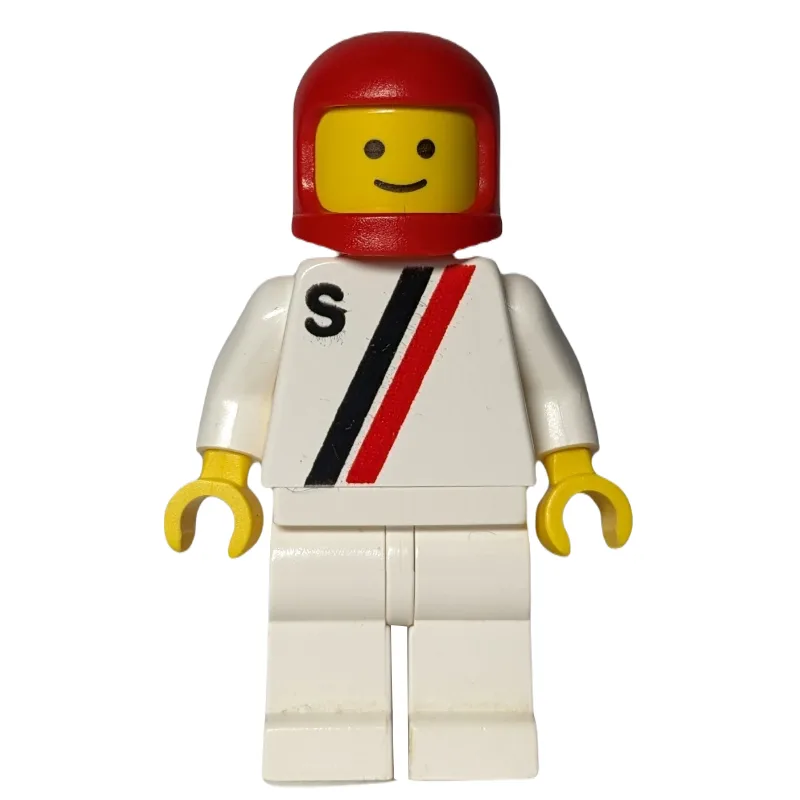 Racer, White Shirt with Two Stripes and 'S',… — minifigurine LEGO | Brick Broker
