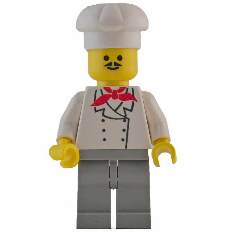 Chef - White Torso, Light Gray Legs, Moustache — minifigurine LEGO | Brick Broker