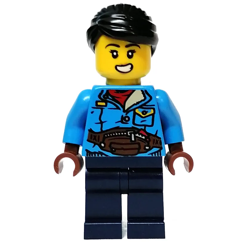 Dark Azure Torso, Dark Blue Legs, Black Hair — minifigurine LEGO | Brick Broker