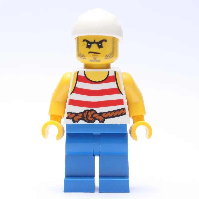 Pirate - Red Stripes, Blue Legs, White Bandana — minifigurine LEGO | Brick Broker