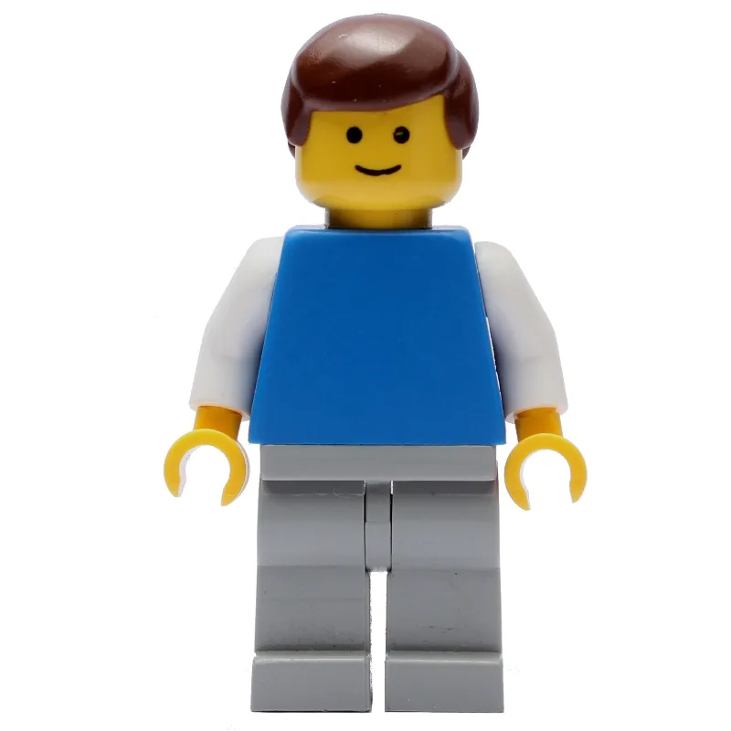 Man - Blue Shirt, White Arm, Light Gray Legs — minifigurine LEGO | Brick Broker