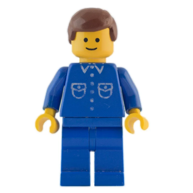 Man, Blue Shirt with Buttons and Pockets, Blu… — minifigurine LEGO | Brick Broker