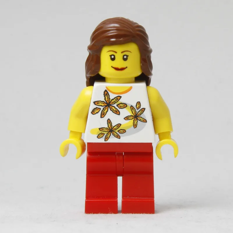 White Torso, Red Legs, Reddish Brown Hair — minifigurine LEGO | Brick Broker