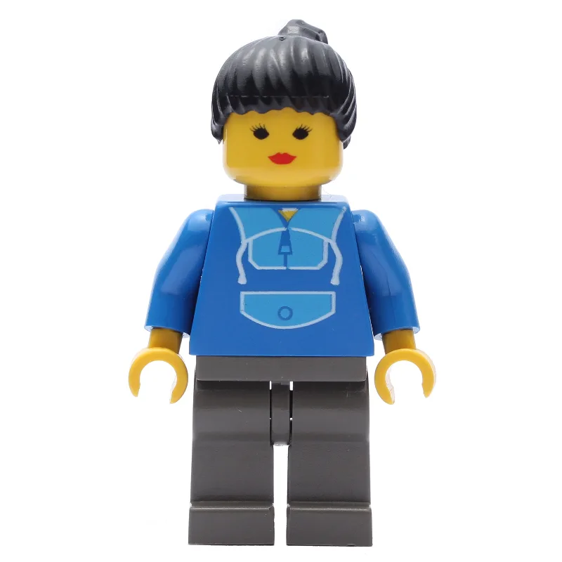 Woman - Blue Jogging Suite, Dark Gray Legs — minifigurine LEGO | Brick Broker
