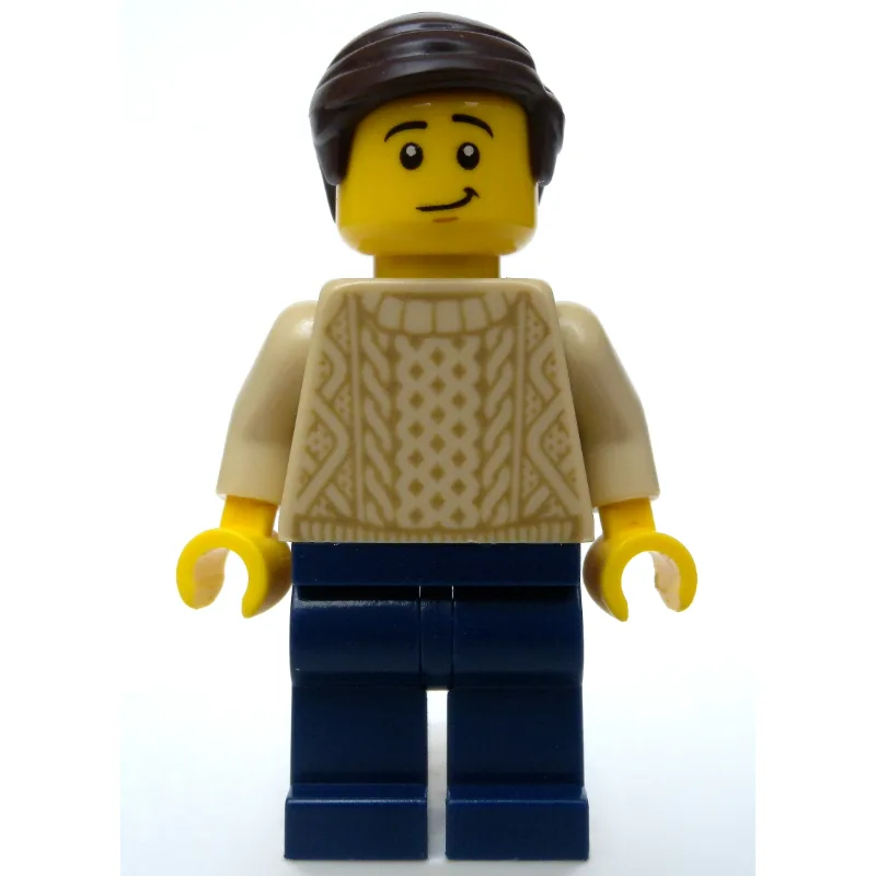 Tan Torso Sweater, Dark Blue Legs, Dark Brown… — minifigurine LEGO | Brick Broker