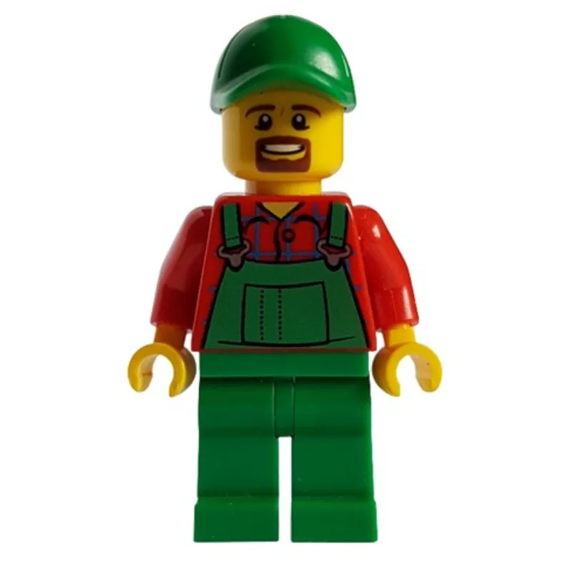 Man, Green Overalls over Red Shirt, Green Cap… — minifigurine LEGO | Brick Broker