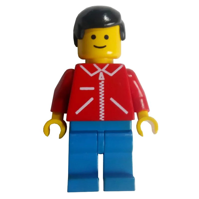 Man, Red Jacket with Zipper, Blue Legs, Black… — minifigurine LEGO | Brick Broker