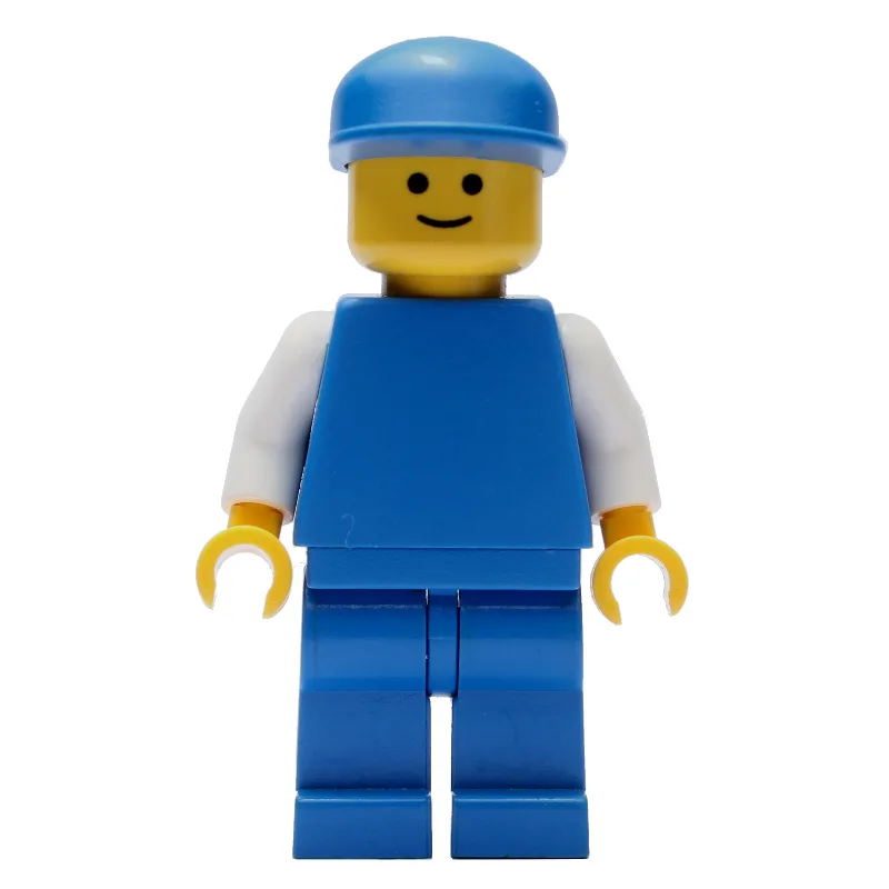 Man, Plain Blue with White Arms, Blue Cap — minifigurine LEGO | Brick Broker