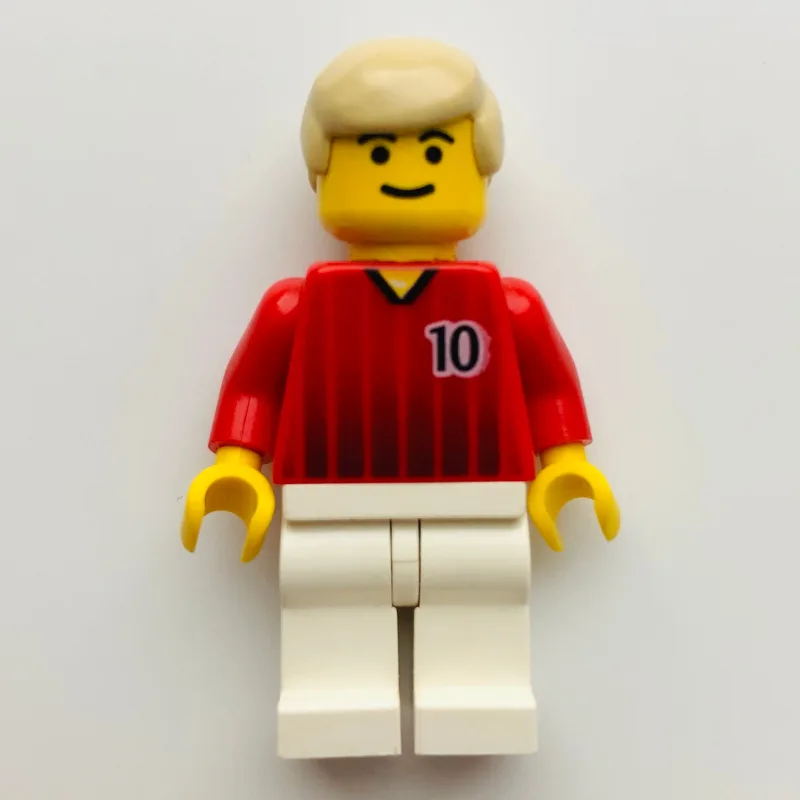 Soccer Player Red Torso, White Legs #10 — minifigurine LEGO | Brick Broker